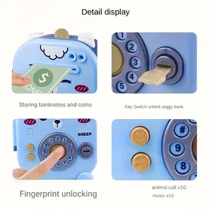 Caja de dinero personalizada de fábrica para niños, hucha de juguete, hucha de plástico pequeña, hucha segura para niños, cajero automático con huellas dactilares, almacenamiento de monedas de cerdo - Product Image 4