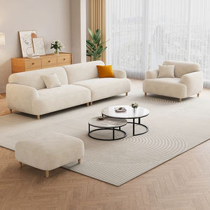 Divano Componibile Minimalista Italiano in Tessuto Crema per Piccoli Soggiorni e Arredamento Domestico - Product Image 1