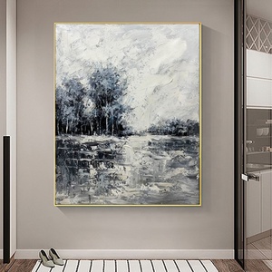 100% toile de <span class=keywords><strong>paysage</strong></span> moderne de haute qualité peinte à la main en <span class=keywords><strong>noir</strong></span> <span class=keywords><strong>et</strong></span> <span class=keywords><strong>blanc</strong></span> pour la décoration de la maison - Product Image 4