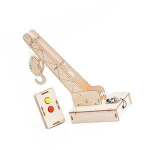 Modèle de grue en bois à construire soi-même OKYN-Y2119 avec télécommande, kit éducatif d'expériences scientifiques - Product Image 4