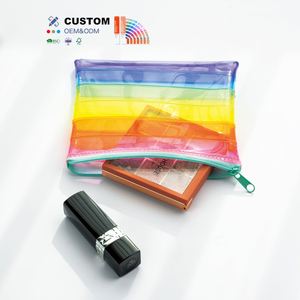 Custom Travel Pouch Eco-Friendly Zipper <b>Transparent</b> PVC Lay Flat Clear <b>Makeup</b> <b>Bag</b> Cosmetic Pouch - Product Image 1