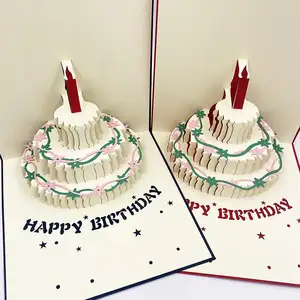 Zeecan中国制造定制3D弹出式卡片生日快乐装饰礼品工艺明信片蛋糕贺卡
