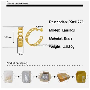 Nice Design Brass Hoop Earring 18K Gold Color Plated Brass Big Size With Zircon Unique Design For Woman Wholesale