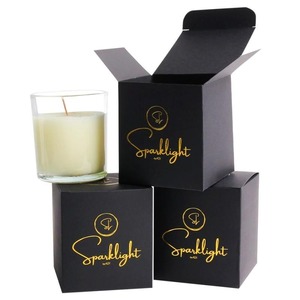 <b>Black</b> Foldable Candle <b>Boxes</b> With Gold Foil Logo Custom Printed Cardboard <b>Boxes</b> For Candle Packaging - Product Image 3