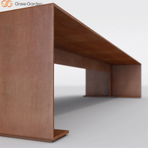 Banco de Calle Moderno, Portátil y Ecológico, de Acero Corten con Acabado Oxidado, Asiento Multiusos para Jardín, Parque, Villa, Hotel, Escuela - Product Image 2