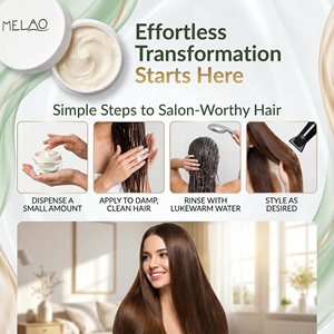 Masque capillaire OEM au peptide de kératine et à l'huile d'argan pour un lissage intense, contrôle des frisottis, brillance éclatante, soin des cheveux secs et rebelles, crème à la kératine - Product Image 5