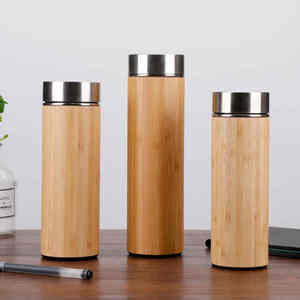 Vaso Térmico de Acero Inoxidable con Aislamiento al Vacío y Cubierta de Bambú, Diseño Moderno a Prueba de Fugas, Botella de Agua para Regalo al por Mayor con Grabado Láser - Product Image 1