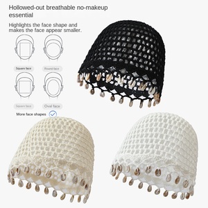 <span class=keywords><strong>Bonnet</strong></span> tendance en coton à bout fermé, design <span class=keywords><strong>fin</strong></span>, ajouré, crocheté à la main, avec pendentif coquillage, pour <span class=keywords><strong>femme</strong></span>, printemps-automne, modèle transfrontalier - Product Image 4