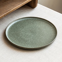 Assiette à dîner en céramique verte de 1,4 pouce, grande assiette ronde de service pour steak, pâtes et légumes, vaisselle haut de gamme pour la maison et l'hôtel