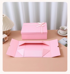 Boîte cadeau pliante rose de luxe Minghong, faible MOQ, 100 en stock, emballage papier avec couvercle, économisez sur les frais d'expédition - Product Image 4