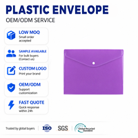 Pochette porte-documents A4 en PP avec logo personnalisé, résistante à l'eau, avec bouton pression pour le bureau et l'école