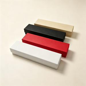 Boîte à bijoux rectangulaire longue et élégante, disponible en plusieurs couleurs, coque en papier rigide avec doublure en velours, boîte de rangement pour collier - Product Image 4