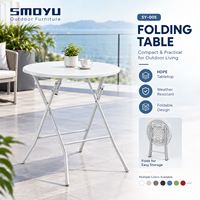 Table à manger pliante en plastique personnalisée pour balcon, résistante aux UV, empilable, petit mobilier de patio extérieur, finition mate, pour hôtel