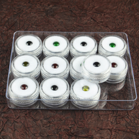 Lot de 12 boîtes rondes transparentes en acrylique pour pierres brutes, présentoirs de bagues, boîtes à diamants nus, emballages pour gemmes