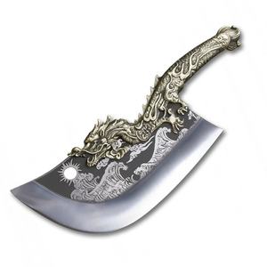 Cuchillo Longquan de Acero Inoxidable Forjado a Mano, Diseño Dragón Azul Perseguidor de Olas, Hoja de 24 cm, Mango Ambidiestro, Grado Industrial, OEM, para Uso Doméstico - Product Image 1