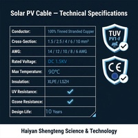 Câble solaire aérien PV1-F 1,5-14 AWG en cuivre étamé toronné, isolation PVC, résistant aux UV/aux intempéries, ignifuge, DC 1,5 KV, CE pour OEM