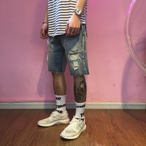 Fashion Ripped Hole Denim <b>Shorts</b> <b>Men</b> Summer Slim Skinny Straight Casual <b>Jeans</b> <b>Shorts</b> <b>Men</b> Vintage Low Waist <b>Short</b> - Product Image 5