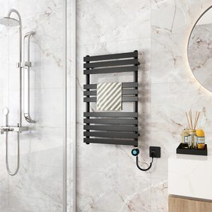 Sèche-serviettes électrique élégant noir à tube <span class=keywords><strong>plat</strong></span> pour salle de bain - Product Image 4