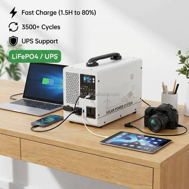 Portable 1000WH Powerstation Lifepo4 Battery Bank 300W 500W Charge Solar Panel Generator Home Use Flashlight Supply Mobile MPPT
