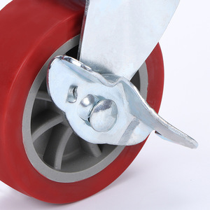 3 Inch Pu Swivel Caster With Brake <b>Flat</b> Bottom Industrial <b>Trolley</b> Wheel Bolt Hole Type Firm Tread - Product Image 2