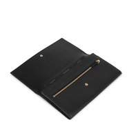 Dompet Wanita Kulit Asli RFID Flip Cover Logo Kustom, Kantong Ponsel Panjang, Dompet Kartu Kredit Kapasitas Besar