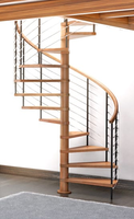 Rail d'escalier en spirale à pédale en bois, usine de shan