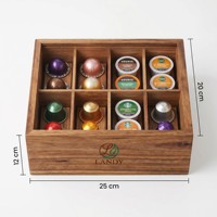 Boîte à capsules de café en bois de luxe Landy avec couvercle transparent, organiseur de dosettes de café premium à 8 compartiments pour la cuisine, vente en gros
