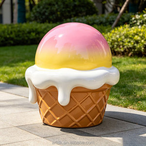 Escultura de Helado F060 de FRP, Estatua con Forma de Gelato, Decoración de Exterior con Chispas de Caramelo, Silla para <span class=keywords><strong>Centro</strong></span> Comercial o Cafetería - Product Image 1