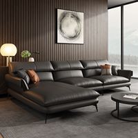 Juego de Sofás de Cuero Italiano al por Mayor para Sala de Estar Muebles de Cuero Genuino Sofá Moderno en Forma de L