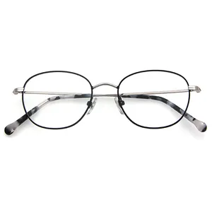 Kacamata Bingkai Logam Klasik Wanita, Aksesoris Mata Bulat Gaya Vintage Logam Kualitas Tinggi