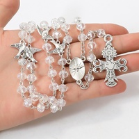 Chapelet catholique personnalisé en cristal transparent AB, perles de 6*8 mm, cinq dizaines, oiseau, colombe blanche, Saint-Esprit, crucifix