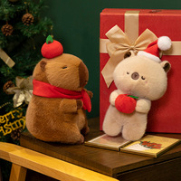 Peluche Capybara Personnalisée Noël – Bonnet de Père Noël, Écharpe et Pomme – Jouet en Peluche Capybara pour Décoration de Chambre, Cadeau de Noël, Vente en Gros de Peluches