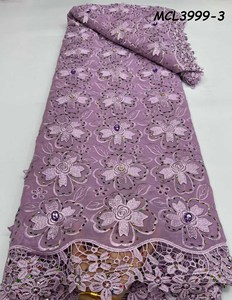 Telas de lujo con cuentas hechas a mano para vestido de novia, <span class=keywords><strong>tela</strong></span> de encaje bordado con lentejuelas - Product Image 4