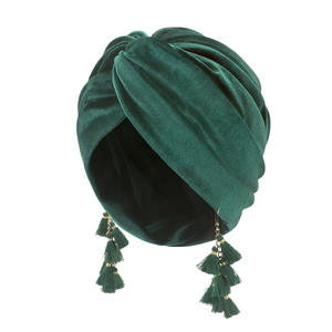 Couvre-chef en velours uni avec pompons pour femme, décontracté, pour le quotidien, les fêtes, le cyclisme, <span class=keywords><strong>tuban</strong></span> - Product Image 4