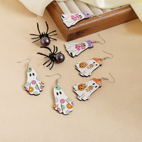 YEHHY Anting Liontin Laba-laba Hantu Warna-warni Halloween, Anting Hadiah Kreatif Gaya Lucu Vintage