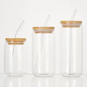 Helder Blikvormig Bier Hoge Borosilicaat Glazen Bekers Met Deksel En Glazen Stro