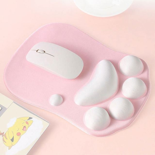 Cartoon Cute 3D Cat Paw Shape Waterproof and Non-Slip Ergonomic Mouse Pad With Wrist Rest