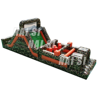 Parcours d'obstacles gonflable camouflage commercial de 36 pieds pour jardin, jeux gonflables de course et de course à pied