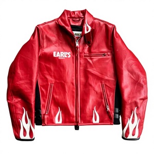 <span class=keywords><strong>Chaqueta</strong></span> de Carreras Vintage Personalizada de Alta Calidad para Hombre, Cuero Genuino, Bordado Rojo, Parches de Chenilla, Tallas Grandes, Cierre de Cremallera, Otoño - Product Image 3