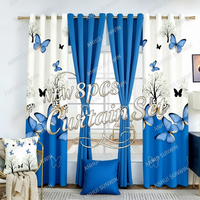 Ensemble de 7 rideaux prêts à être expédiés avec housses de coussin, design américain, imprimé floral, 100% polyester, rideaux occultants à œillets