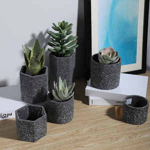 Mate negro barato de interior al aire libre de cemento flor olla moldes/casa jardín decoración de <span class=keywords><strong>terrazo</strong></span> suculentas Macetas - Product Image 2