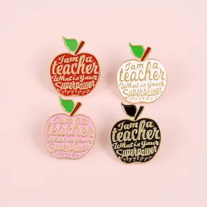 Teachers gift alloy brooch personality four color apple paint brooch pin badge