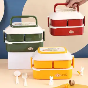 Hot Verkoop Food Grade Plastic Kids Bento Lunchbox Magnetron School Lunchbox Sets Voedselverpakkingen Voor Kinderen