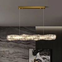 Lustre de table à manger en cristal long de luxe léger à un mot lampe d'île simple post-moderne Zhongshan Designer suspendu AC