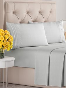 Nữ Hoàng Kích Thước 4-Mảnh Tấm Đặt Oeko-Tex Chứng Nhận Pháp Màu Xy Thoải Mái Làm Mát Thoáng Khí Khách Sạn Sang Trọng Tấm Ga Giường Vỏ Gối - Product Image 2