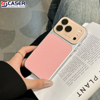 Casing Kulit Anti Debu Motif Leci Terbaru untuk Iphone13-17, Lensa Kaca, Warna Polos, Sentuhan Kulit, Mewah