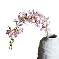Fleur artificielle d'orchidée Cymbidium, branche rose à pétales marbrés, pour décoration de vase à la maison, bouquet de mariage, arrangement floral