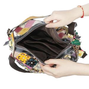 AndoBag Shoulder <b>Crossbody</b> <b>Bags</b> <b>Large</b> Capacity Color Stitching Plaid Handbag Genuine Leather Satchel Purse <b>Bag</b> for Women 1793 - Product Image 6