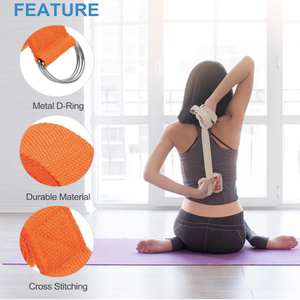 Estiramiento de algodón correa de yoga cinturón de yoga con hebilla de anillo en D de metal ajustable banda elástica para Fitness Pilate - Product Image 4