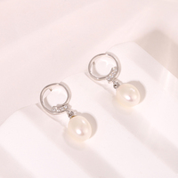 Boucles d'oreilles pendantes géométriques KAMMY tendance en argent sterling 925 avec zircon et perle, plaqué platine et rhodium, modèle HBE 3768, cadeau pour femme